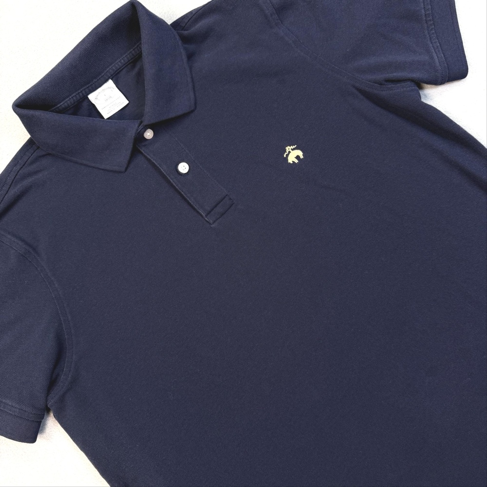 Brooks Brothers Performance Polo Shirt Mens Large Blue 100% Cotton Slim Fit
